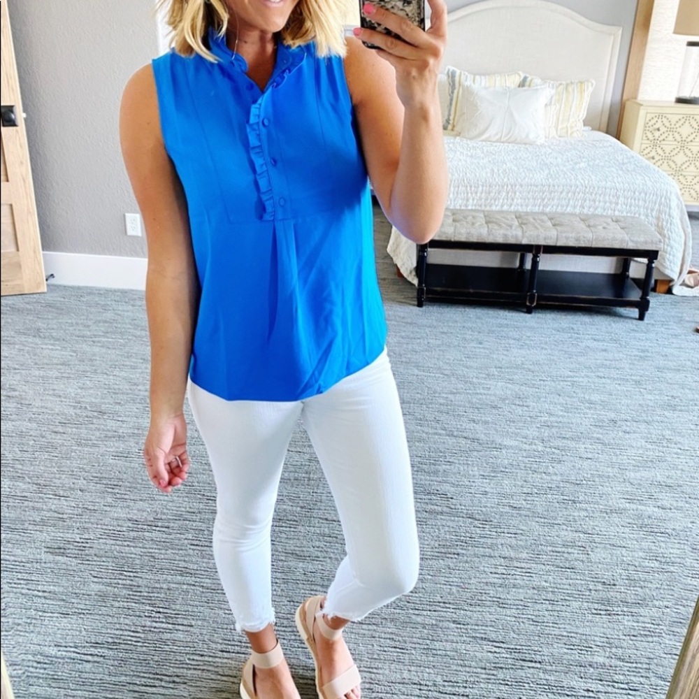 J. Crew Ruffle Trim Crepe Tank Top